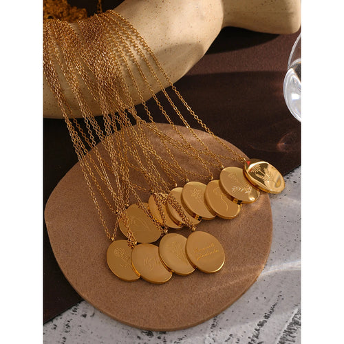 Birth Flower Medallion Necklace, Gold-Tone, 12 Months