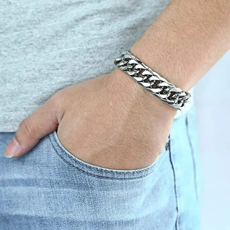 Men's Cuban Link Bracelet, Silver-Tone