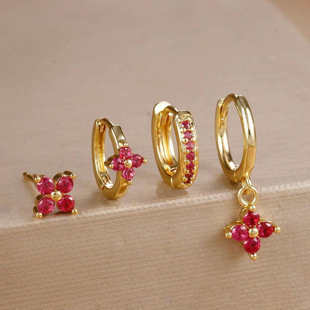 Huggie Hoop Earring Set, 4 Pairs