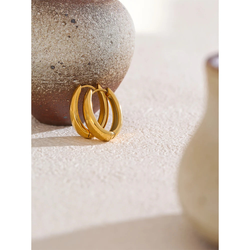 Chunky Hoop Earrings, Gold-Tone