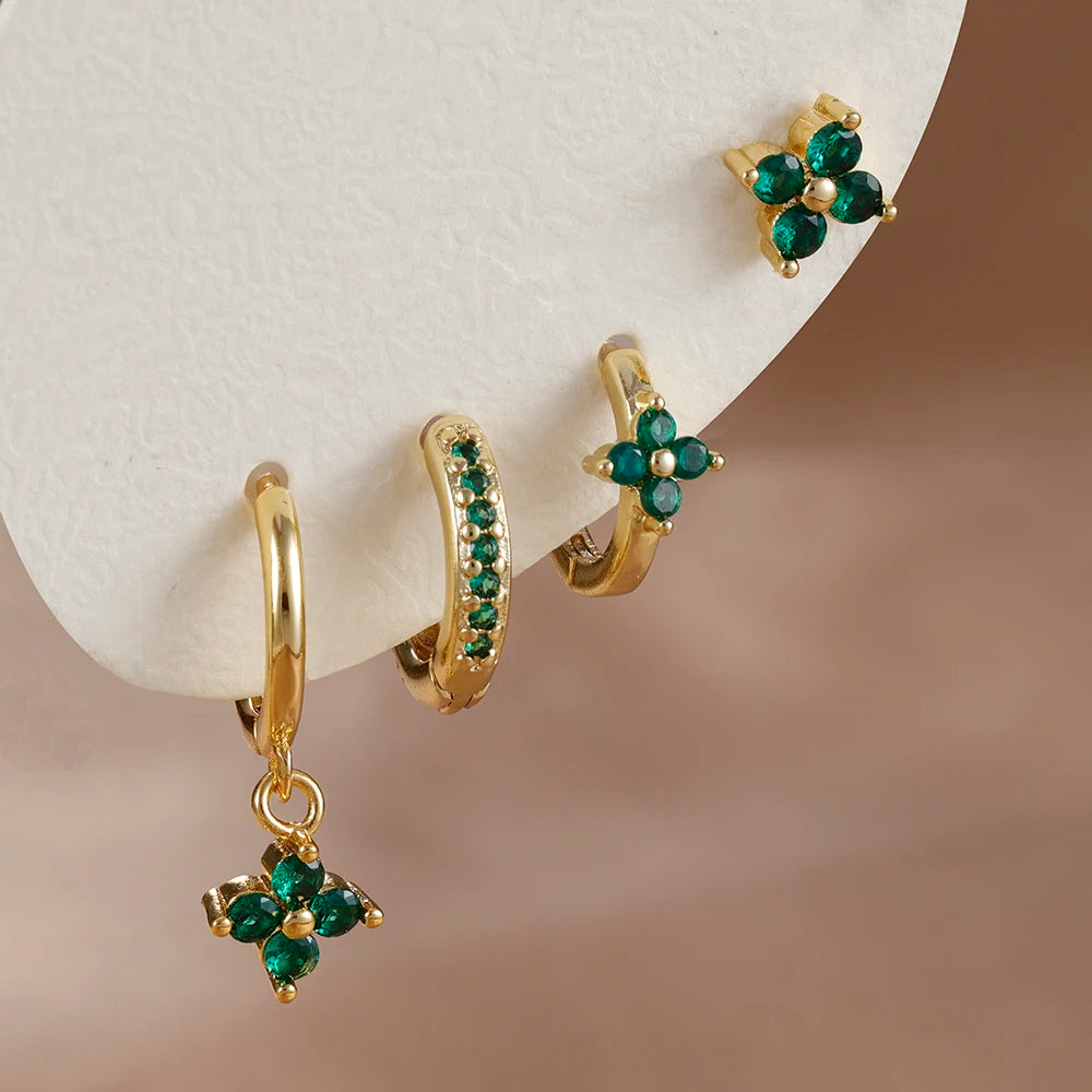 Huggie Hoop Earring Set, 4 Pairs