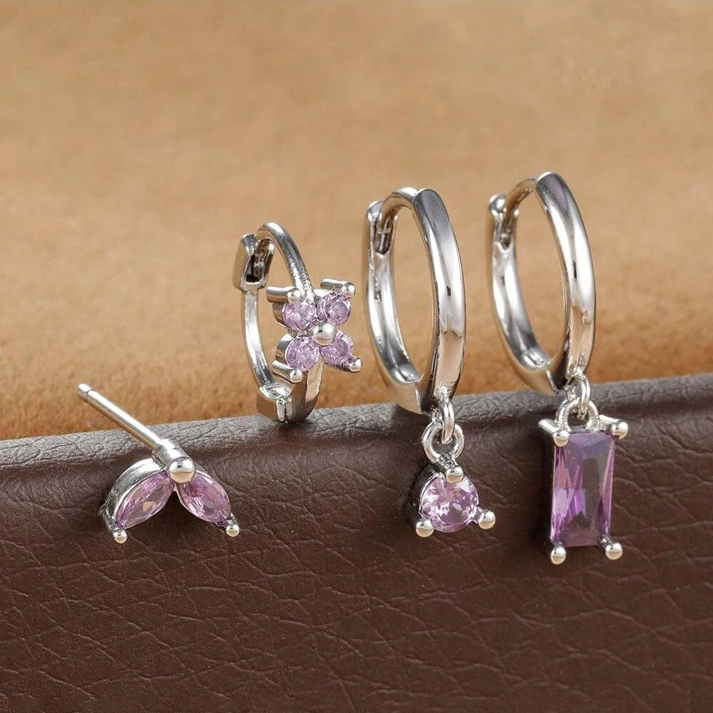 Huggie Hoop Earring Set, 4 Pairs