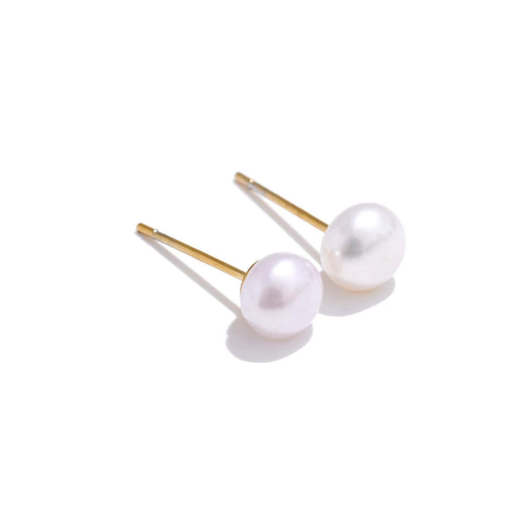 Pearl-Style Stud Earrings, Gold-Tone, 4, 6 or 8mm