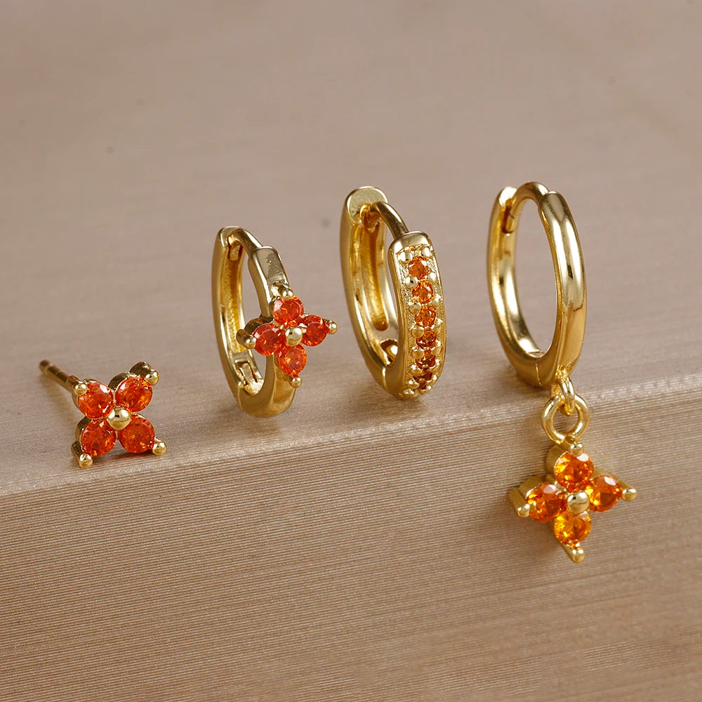 Huggie Hoop Earring Set, 4 Pairs