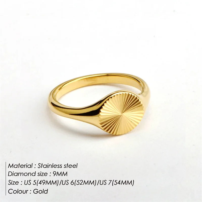Sunburst Signet Ring, Gold-Tone, Sizes 5-8