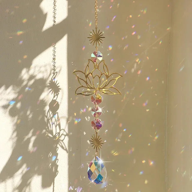Colored Glass Lotus Suncatcher