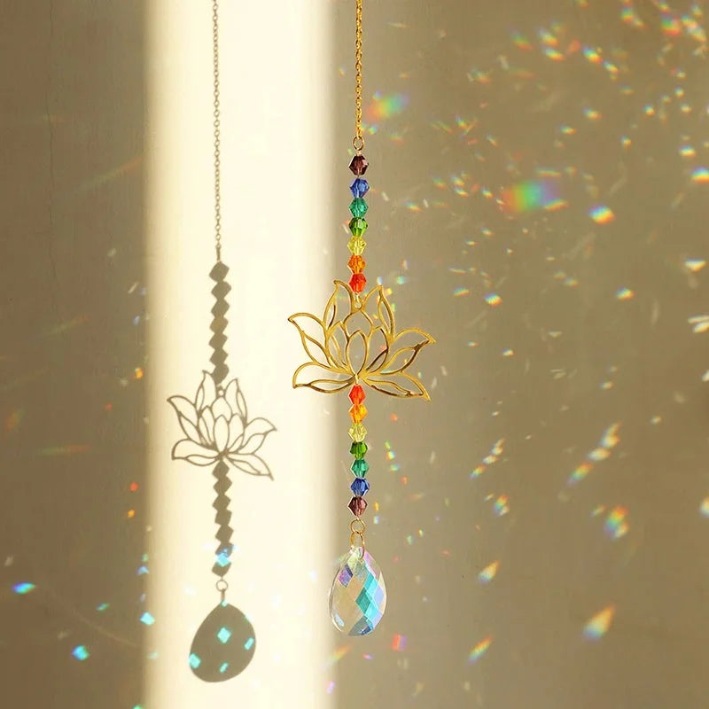 Colored Glass Lotus Suncatcher