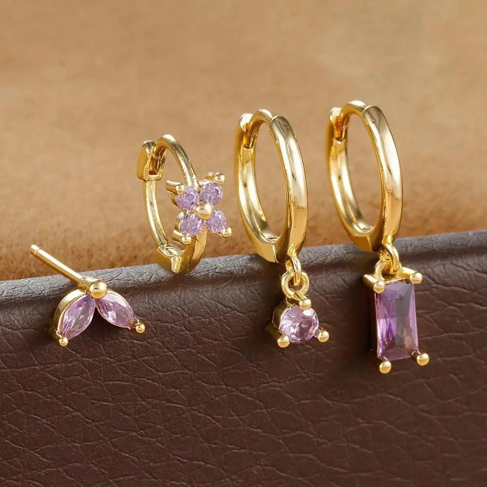 Huggie Hoop Earring Set, 4 Pairs