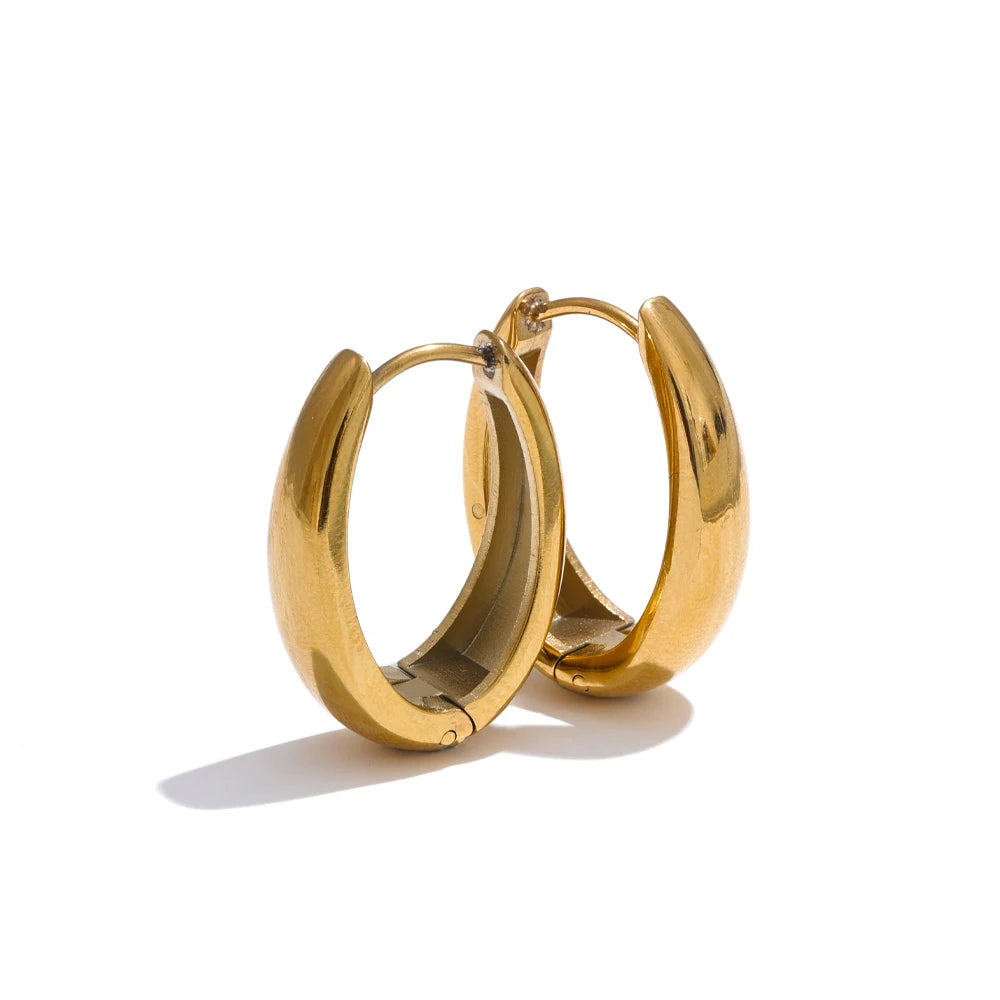 Chunky Hoop Earrings, Gold-Tone