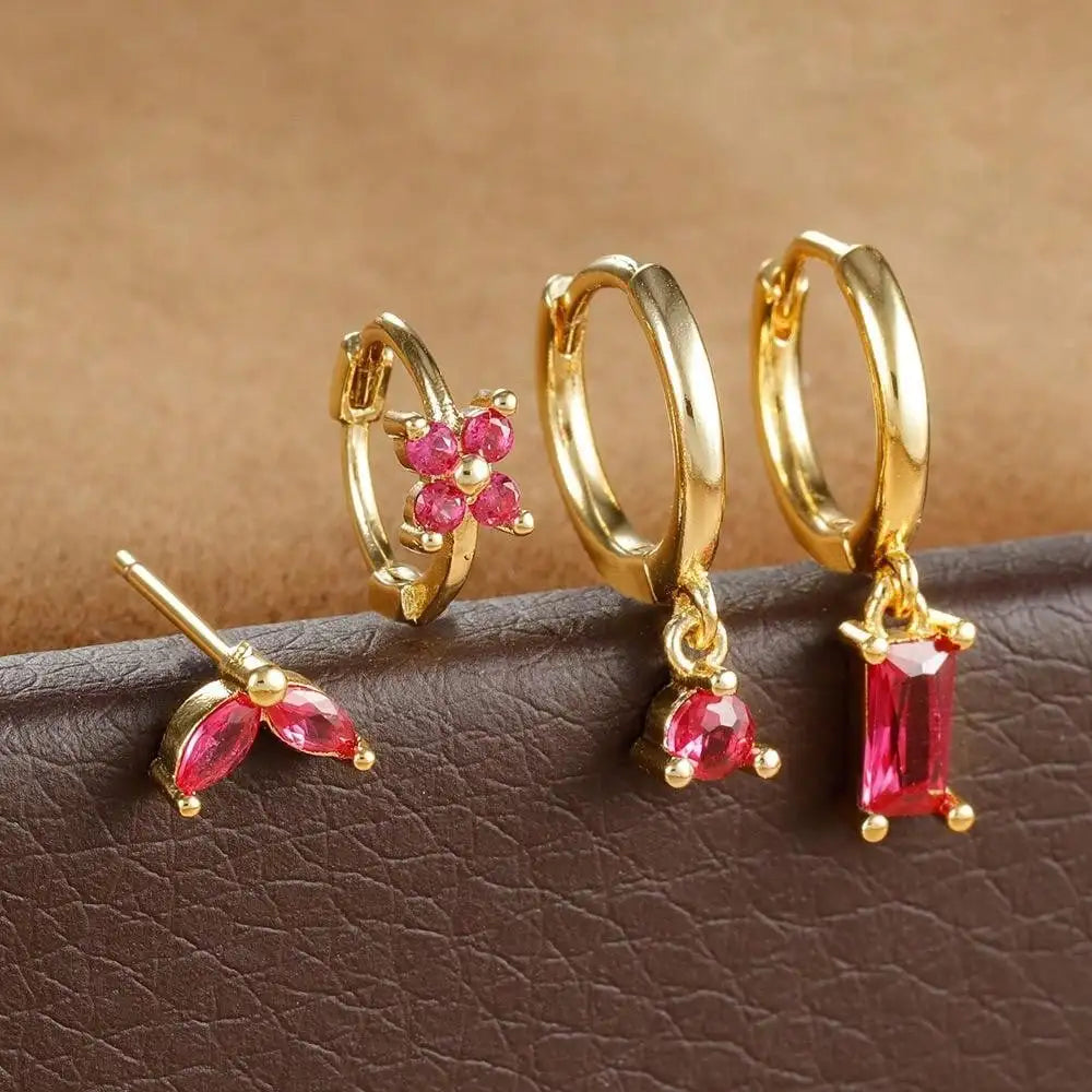 Huggie Hoop Earring Set, 4 Pairs