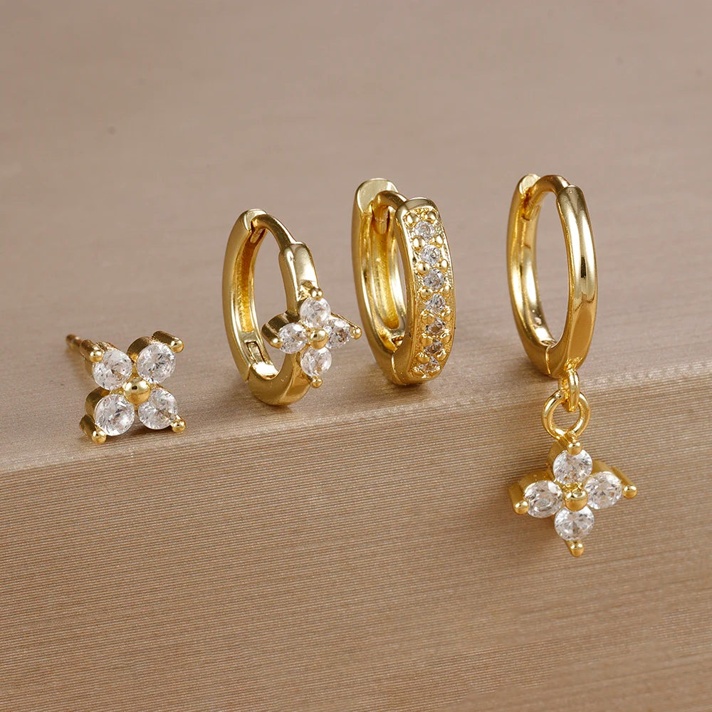 Huggie Hoop Earring Set, 4 Pairs