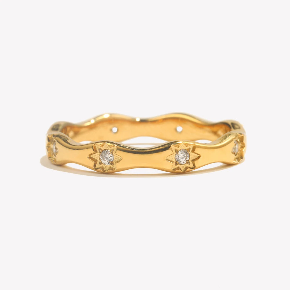 Star Wave Ring, Gold-Tone