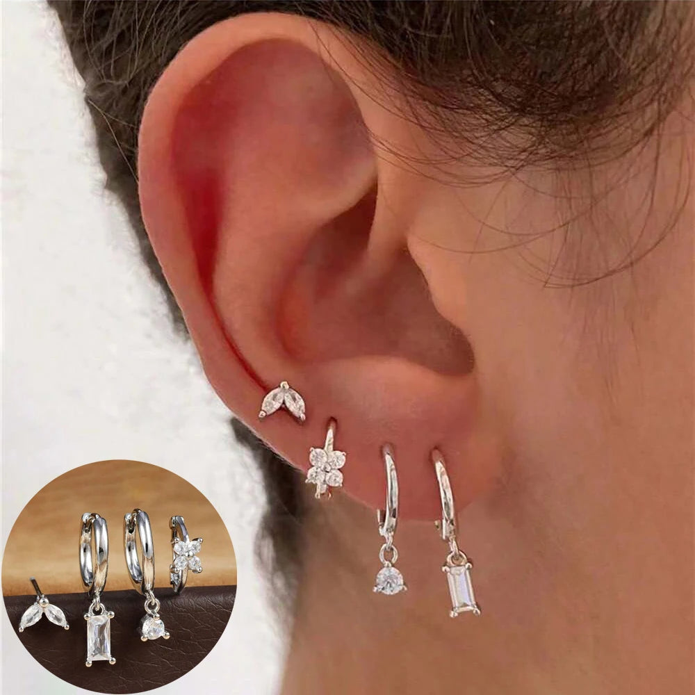 Huggie Hoop Earring Set, 4 Pairs