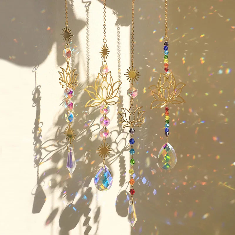 Colored Glass Lotus Suncatcher