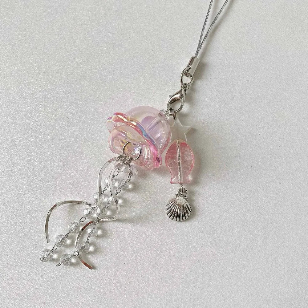 Jellyfish Beaded Phone Charm