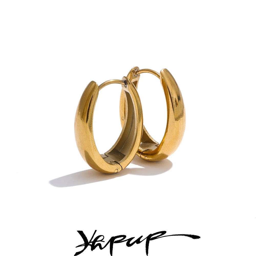 Chunky Hoop Earrings, Gold-Tone