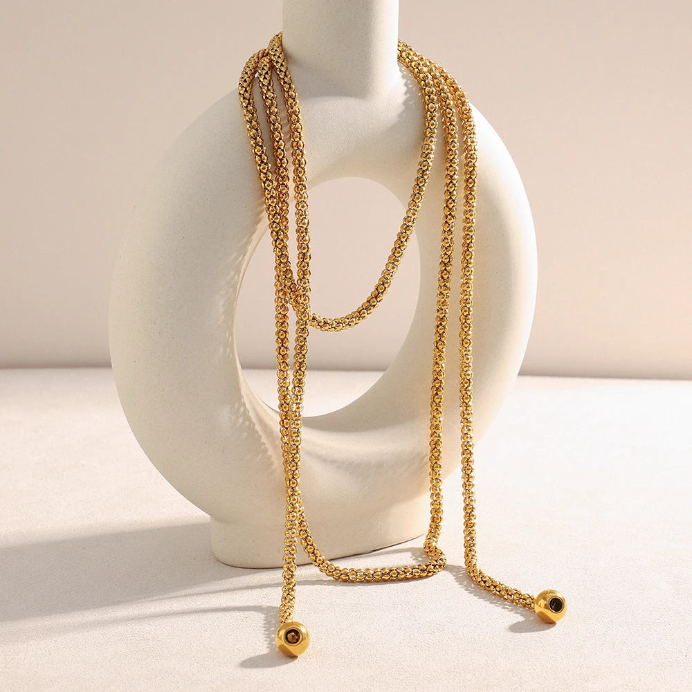 Long Lariat Necklace, Gold-Tone