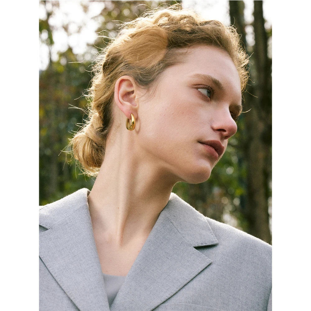 Chunky Hoop Earrings, Gold-Tone