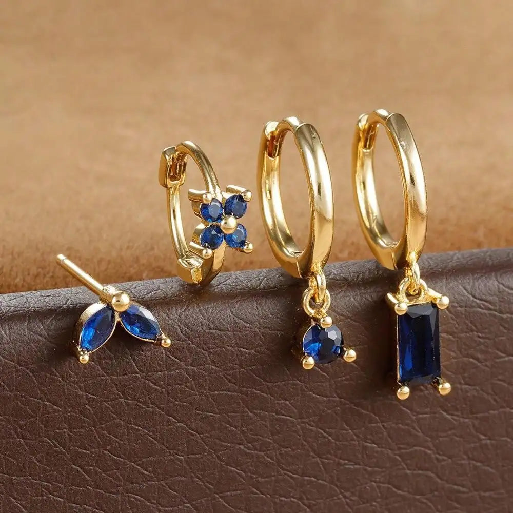 Huggie Hoop Earring Set, 4 Pairs
