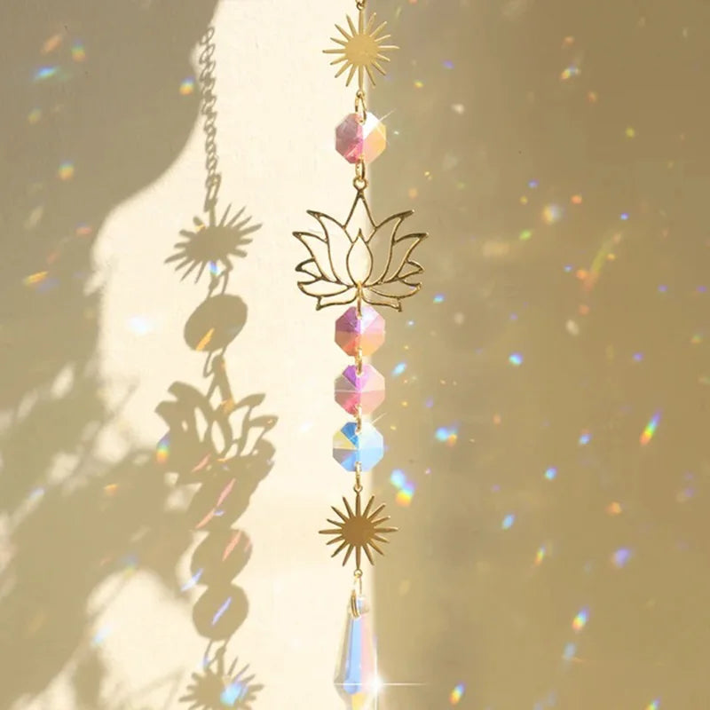 Colored Glass Lotus Suncatcher