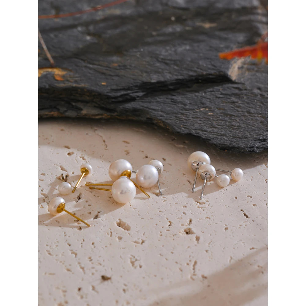 Pearl-Style Stud Earrings, Gold-Tone, 4, 6 or 8mm