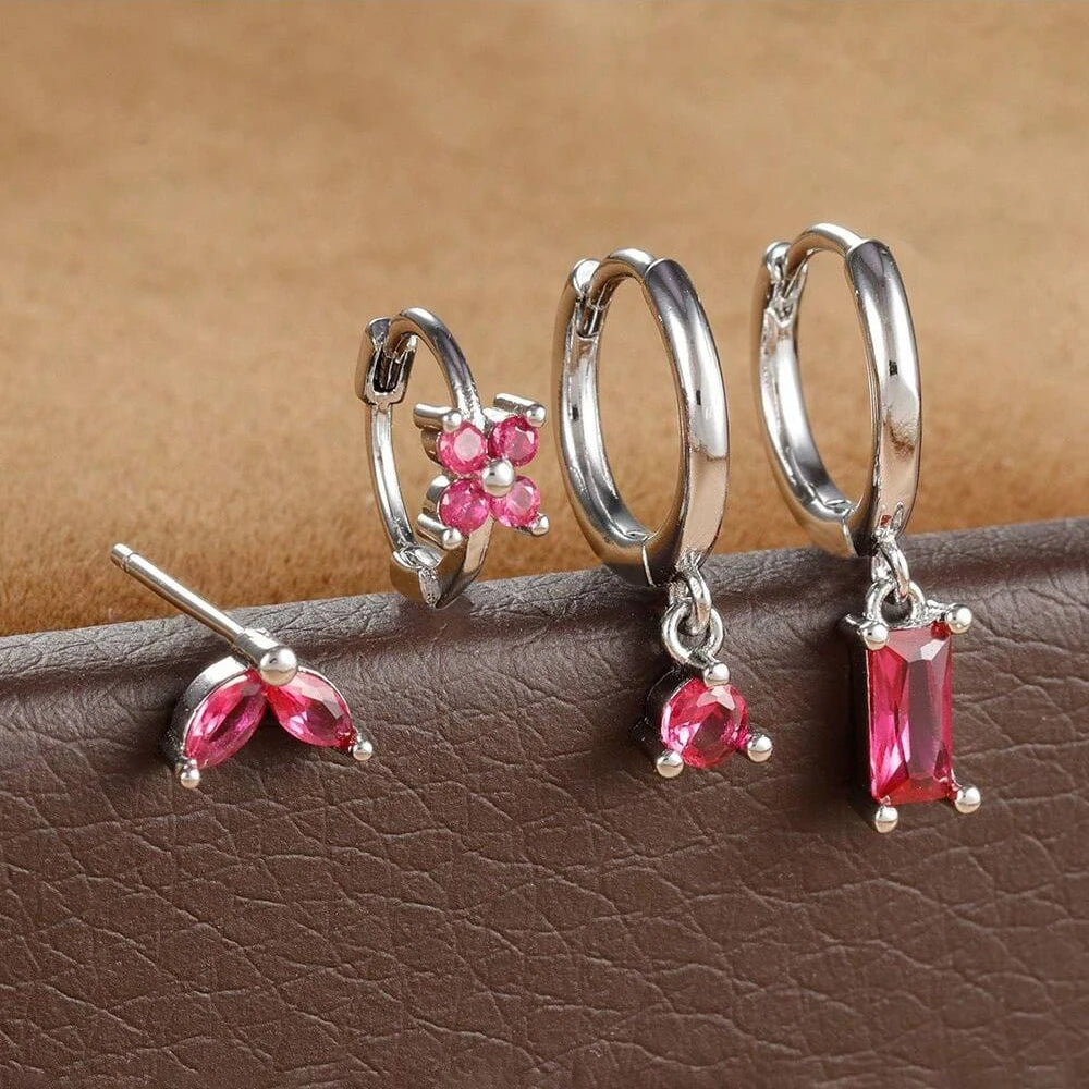 Huggie Hoop Earring Set, 4 Pairs
