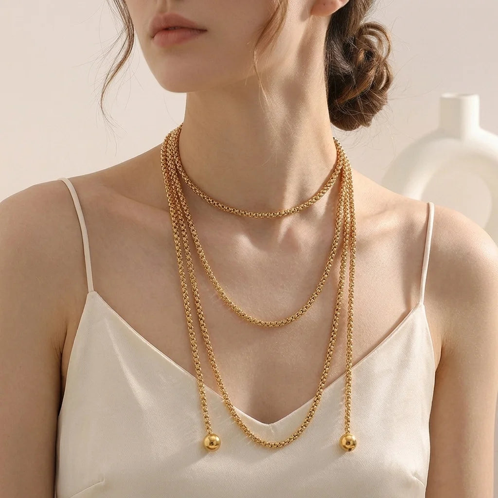 Long Lariat Necklace, Gold-Tone