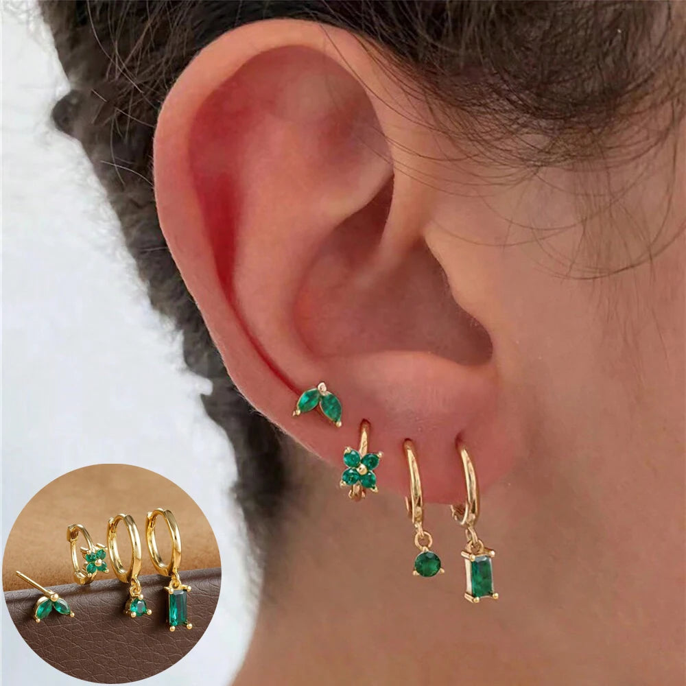 Huggie Hoop Earring Set, 4 Pairs