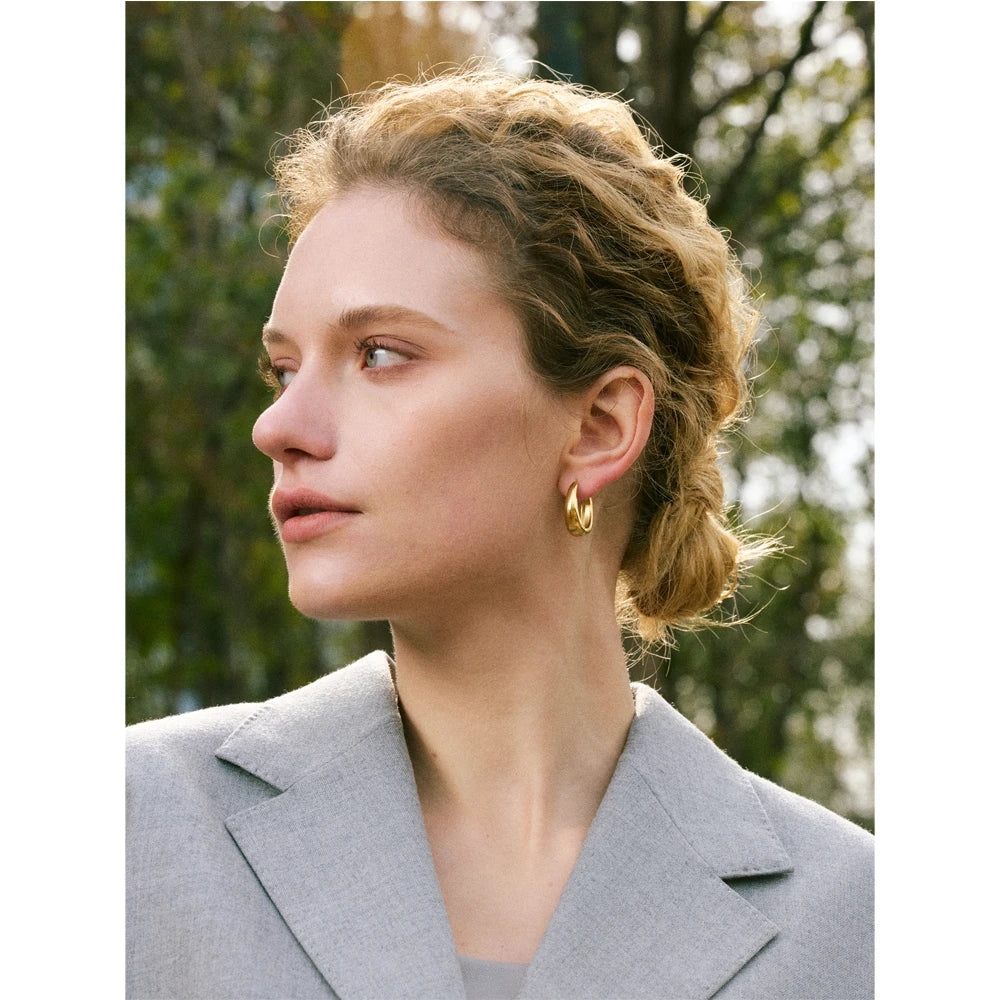 Chunky Hoop Earrings, Gold-Tone