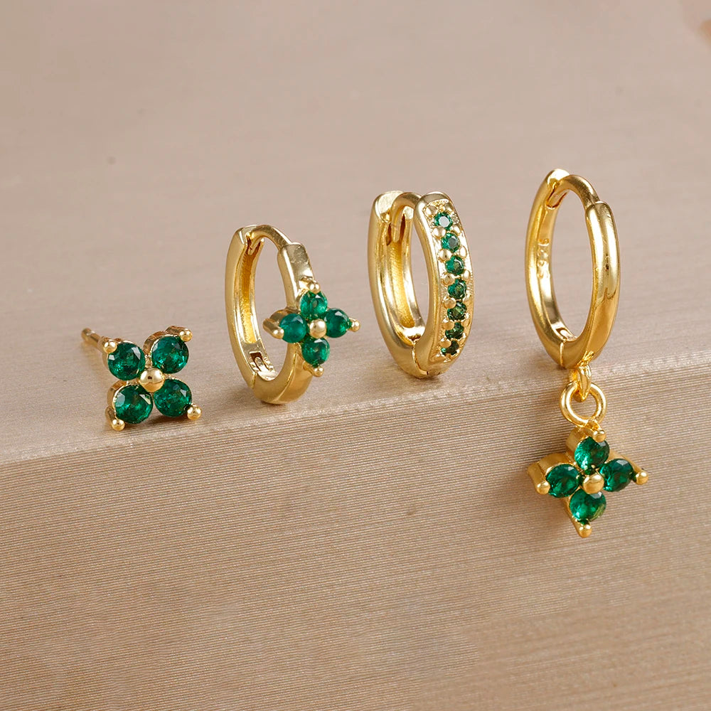 Huggie Hoop Earring Set, 4 Pairs
