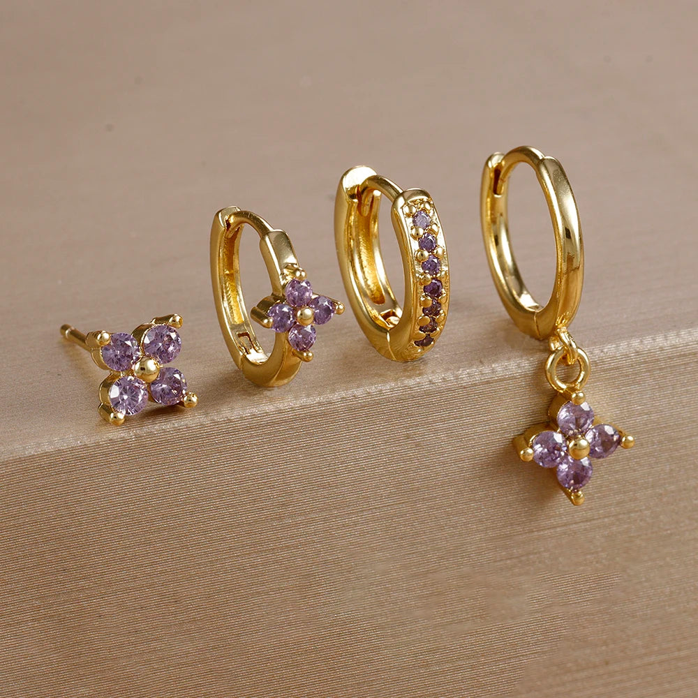Huggie Hoop Earring Set, 4 Pairs