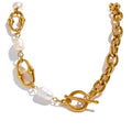 Chain Toggle Necklace with Pearl Accents, Gold-Tone